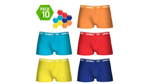 Pack de 10 boxer Umbro de colores